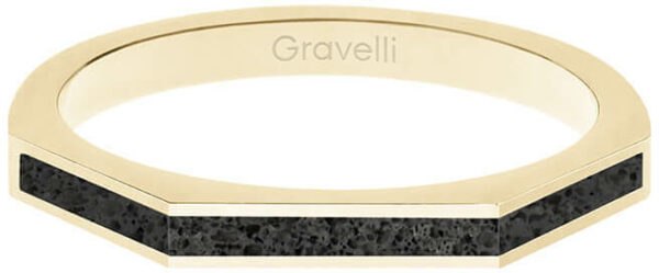 Gravelli Ocelový prsten s betonem Three Side zlatá/antracitová GJRWYGA123 53 mm