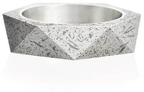 Gravelli Stylový betonový prsten Cubist Fragments Edition ocelová/šedá GJRUFSG005 63 mm