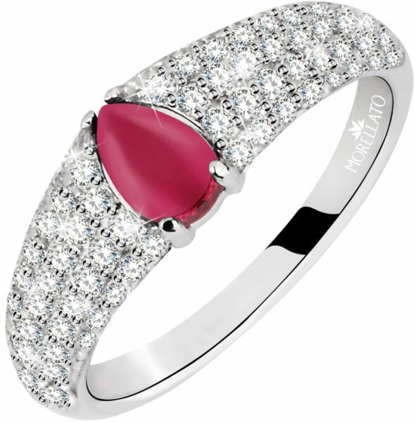 Morellato Třpytivý stříbrný prsten s červeným kamínkem Tesori SAIW42 54 mm