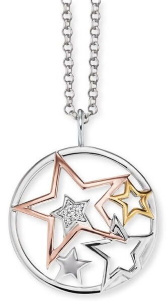 Engelsrufer Stříbrný tricolor náhrdelník Hvězdy se zirkony ERN-STARS-TRI-Z