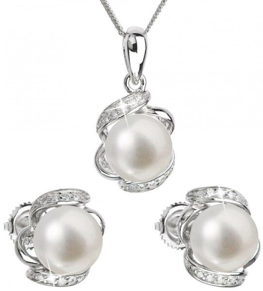 Evolution Group Luxusní stříbrná souprava s pravými perlami Pavona 29017.1 (náušnice