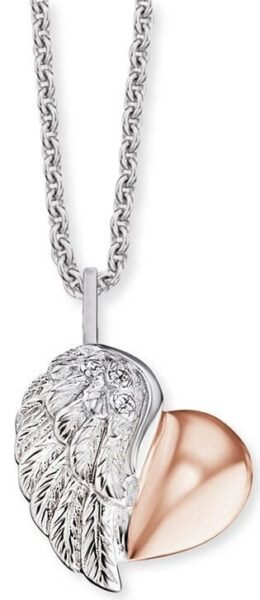 Engelsrufer Stříbrný bicolor náhrdelník Srdce s křídlem a zirkony ERN-LILHEARTWBI