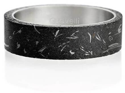 Gravelli Moderní betonový prsten Simple Fragments Edition ocelová/antracitová GJRUFSA001 63 mm