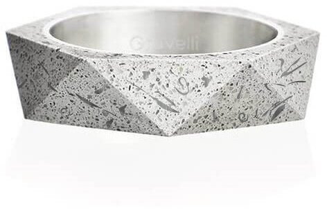 Gravelli Stylový betonový prsten Cubist Fragments Edition ocelová/šedá GJRUFSG005 50 mm