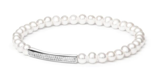 Silvego Flexibilní perlový náramek Noya se stříbrnou dekorací LPS19222BW