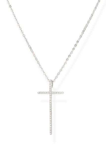 Amen Půvabný stříbrný náhrdelník s křížkem Diamonds CLLCBBZ (řetízek
