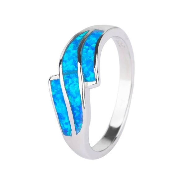 Stříbrný prsten VLNKY modrý OPÁL Velikost prstenu: 68