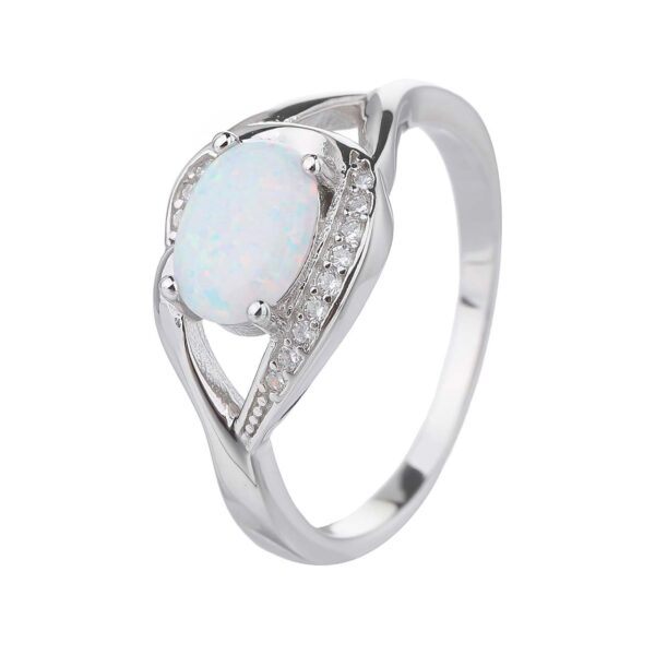 Stříbrný prsten SLZA bílý OPÁL Velikost prstenu: 62