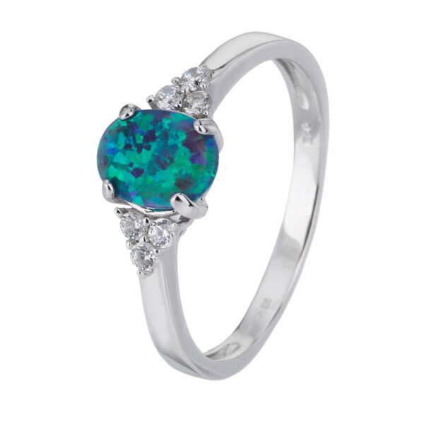 Stříbrný prsten ELEGANTNÍ zelený OPÁL Velikost prstenu: 51