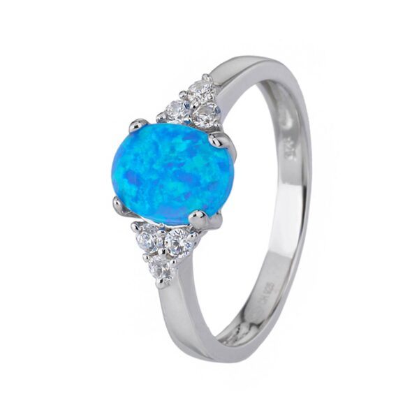 Stříbrný prsten ELEGANTNÍ modrý OPÁL Velikost prstenu: 65