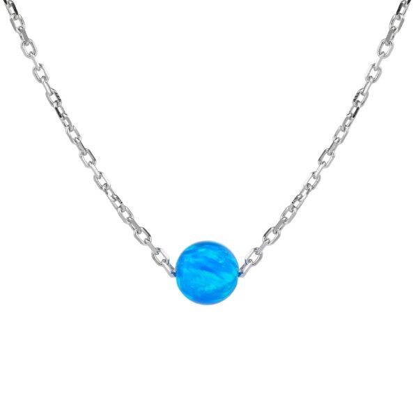 Stříbrný náhrdelník KULIČKA 5 mm modrý OPÁL