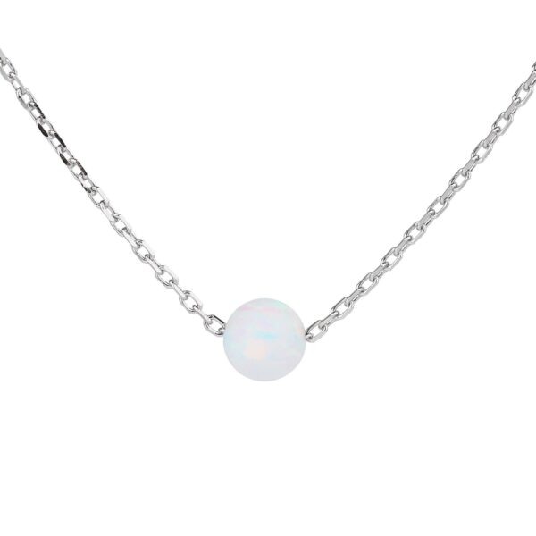 Stříbrný náhrdelník KULIČKA 5 mm bílý OPÁL