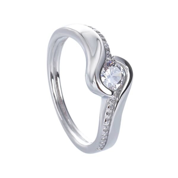 Stříbrný prsten SOLITÉR VLNKY Velikost prstenu: 60