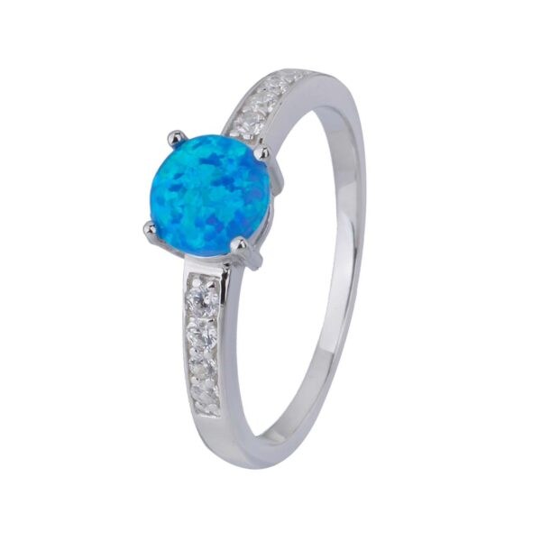 Stříbrný prsten SOLITÉR modrý OPÁL Velikost prstenu: 61