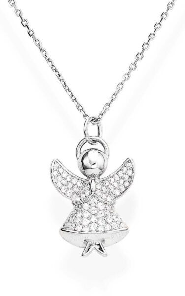 Amen Třpytivý stříbrný náhrdelník se zirkony Angels A3BB (řetízek