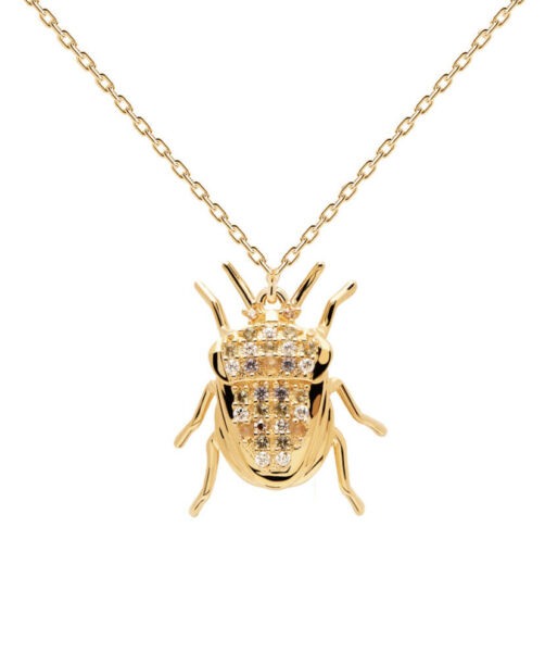 PDPAOLA Originální pozlacený náhrdelník LUCK Beetle Amulet CO01-254-U (řetízek