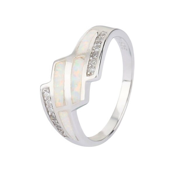 Stříbrný prsten KASKÁDA bílý OPÁL Velikost prstenu: 66