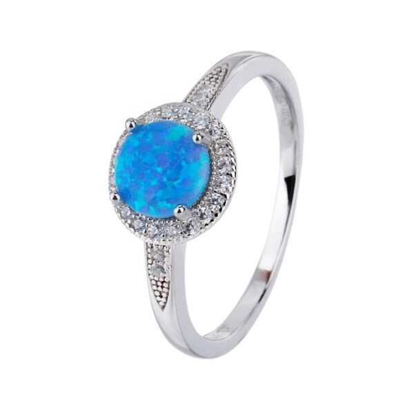 Stříbrný prsten SOLITÉR modrý OPÁL Velikost prstenu: 51