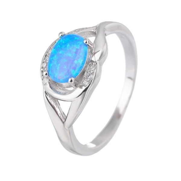Stříbrný prsten SLZA modrý OPÁL Velikost prstenu: 62