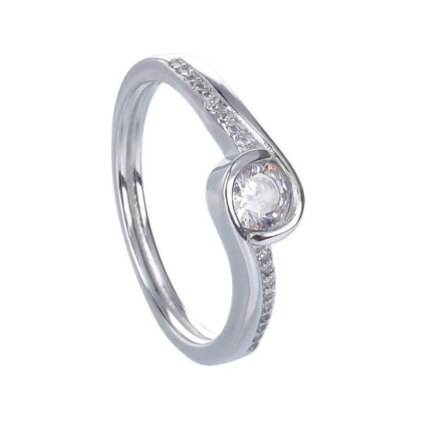 Stříbrný prsten SOLITÉR VLNKY Velikost prstenu: 60