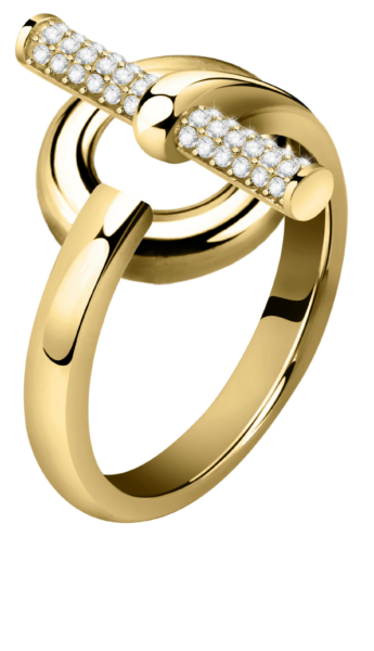 Morellato Elegantní pozlacený prsten z oceli s krystaly Abbraccio SAUC09 52 mm