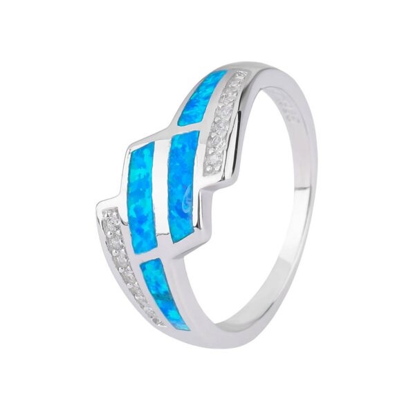 Stříbrný prsten KASKÁDA modrý OPÁL Velikost prstenu: 67