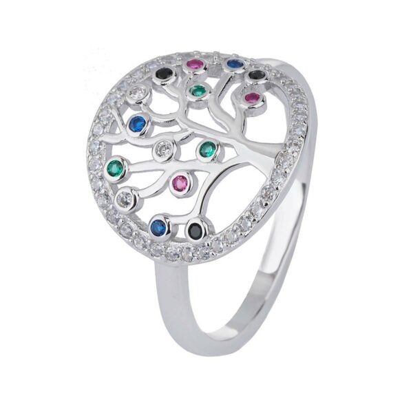 Stříbrný prsten STROM ŽIVOTA barevný Velikost prstenu: 52