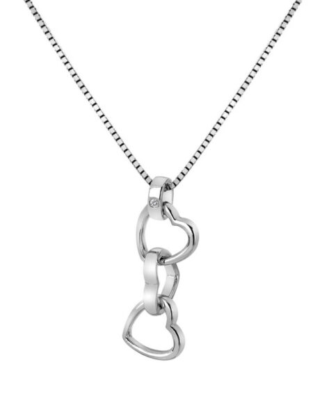 Hot Diamonds Zamilovaný stříbrný náhrdelník Trio Triple Heart DP835 (řetízek