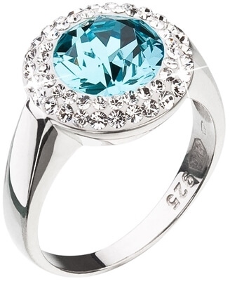 Evolution Group Stříbrný prsten s modrým krystalem Swarovski 35026.3 56 mm