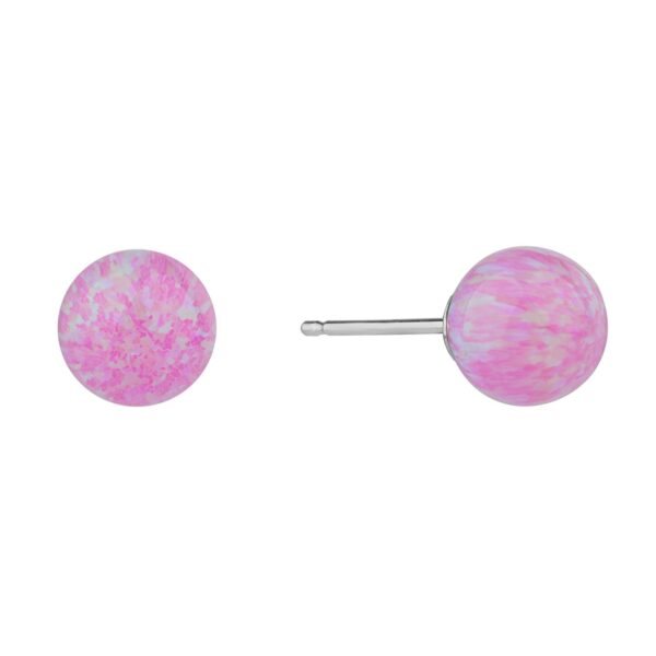 Stříbrné náušnice KULIČKY 8 mm růžový OPÁL
