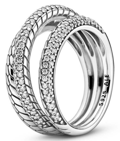 Pandora Designový prsten s hadím vzorem 199083C01 58 mm