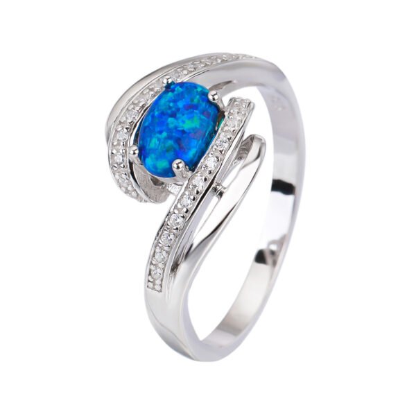 Stříbrný prsten VLNKY modrý OPÁL Velikost prstenu: 51