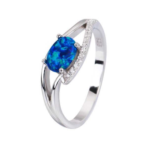 Stříbrný prsten VLNKY modrý OPÁL Velikost prstenu: 61