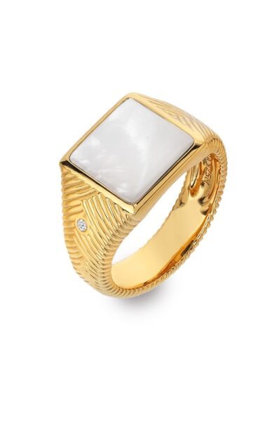 Hot Diamonds Pozlacený prsten s diamantem a perletí Jac Jossa Soul DR249 56 mm