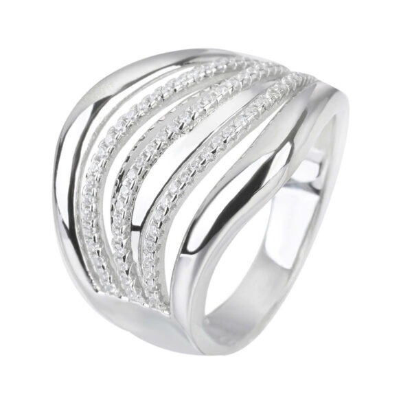 Stříbrný prsten ELEGANTNÍ VLNKY Velikost prstenu: 54