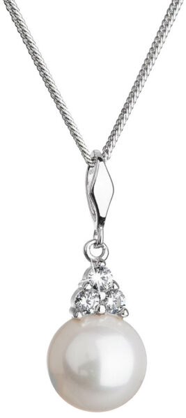 Evolution Group Stříbrný náhrdelník s pravou říční perlou a zirkony 22033.1 (řetízek