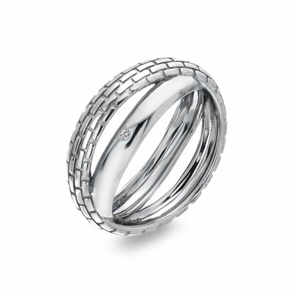 Hot Diamonds Originální stříbrný prsten s diamantem Woven DR235 60 mm