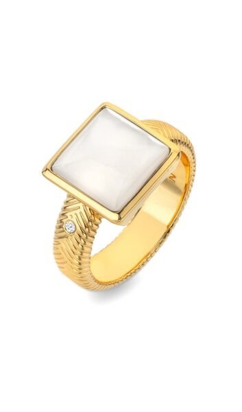 Hot Diamonds Pozlacený prsten s diamantem a perletí Jac Jossa Soul DR247 55 mm