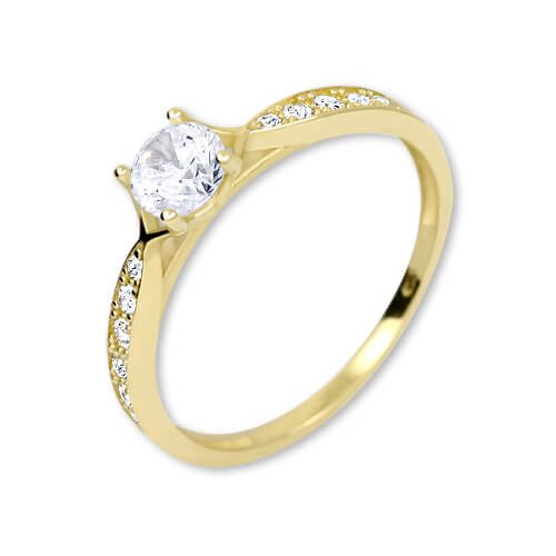 Brilio Zlatý prsten s krystaly 229 001 00753 56 mm