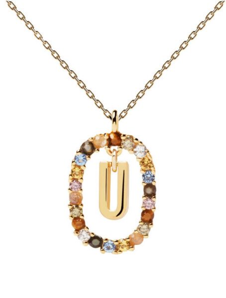 PDPAOLA Krásný pozlacený náhrdelník písmeno "U" LETTERS CO01-280-U (řetízek
