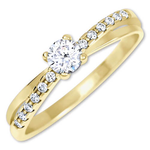 Brilio Půvabný prsten s krystaly ze zlata 229 001 00810 50 mm