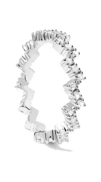 PDPAOLA Třpytivý stříbrný prsten se zirkony ZIPPER Silver AN02-685 50 mm