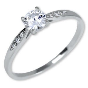 Brilio Něžný dámský prsten z bílého zlata 229 001 00809 07 55 mm