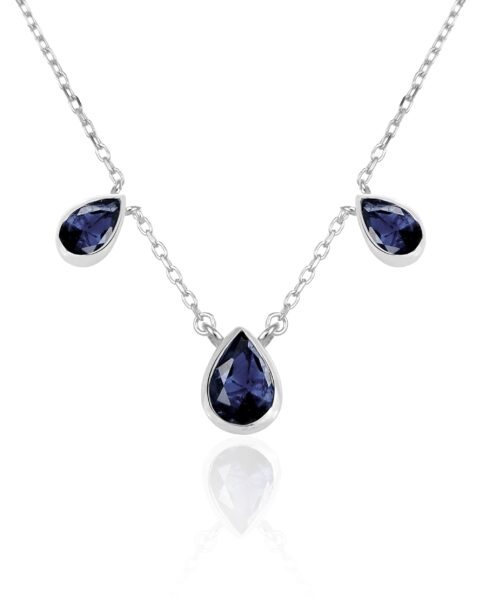 Beneto Exclusive Luxusní stříbrný náhrdelník se safíry SAFAGS1/46