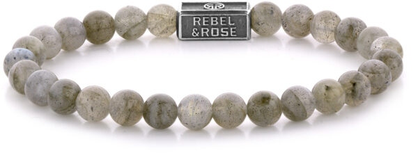 Rebel&Rose Stříbrný korálkový náramek Labradorite Shield RR-6S005-S 15 cm - XS
