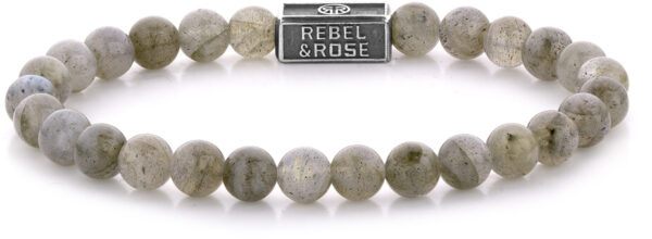 Rebel&Rose Stříbrný korálkový náramek Labradorite Shield RR-6S005-S 20 cm - L+