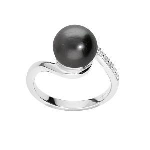 Brilio Silver Elegantní stříbrný prsten s pravou tahitskou perlou TA/SR05575A 56 mm