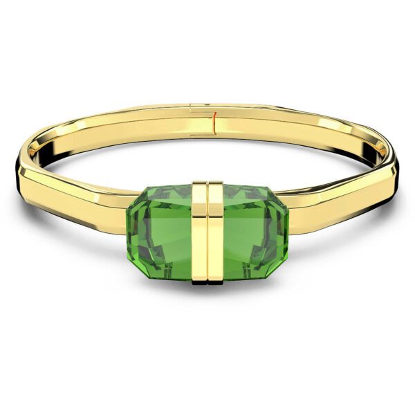 Swarovski Pozlacený pevný náramek s zelenými krystaly Lucent 5633624 M (5