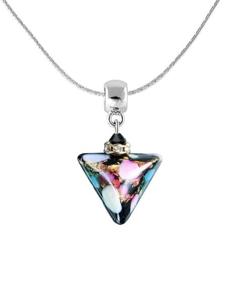 Lampglas Krásný náhrdelník Crazy Triangle s 24karátovým zlatem v perle Lampglas