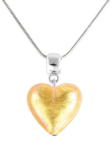 Lampglas Zářivý náhrdelník Golden Heart s 24karátovým zlatem v perle Lampglas NLH24